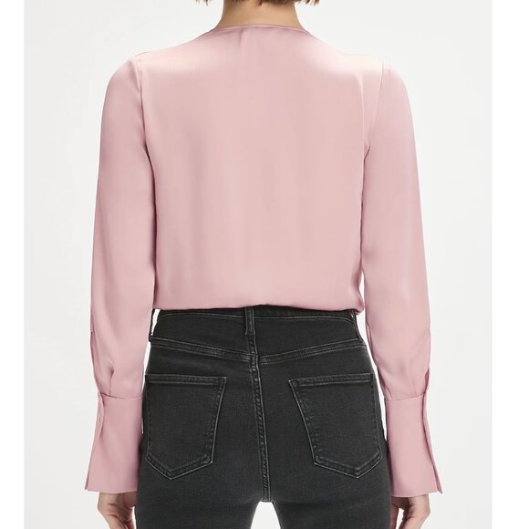 NWT Favorite Daughter The Date Blouse Satin Bodysuit Pink Whimsical Rose - Picture 5 of 7